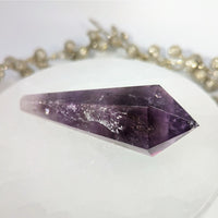 Smoky Phantom Amethyst 3.7’’ Scepter Wand Pendant Necklace with Silver Chain
