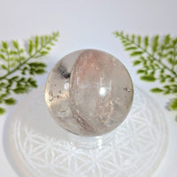 Smoky Quartz 2.2’’ sphere #BC1130 with pinkish hue on ornate base
