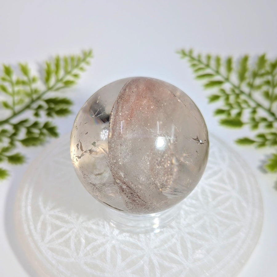 Smoky Quartz 2.2’’ sphere #BC1130 with pinkish hue on ornate base