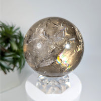 Thumbnail for Smoky Quartz 2.7-inch sphere with rainbow inclusions and polished finish
