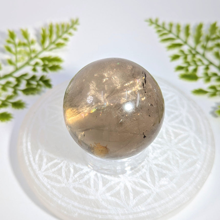 Smoky quartz 2-inch sphere #BC1131 with golden inclusions