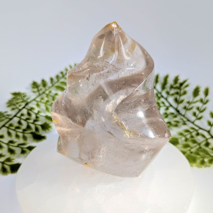 Smoky quartz 4.2-inch flame freeform with golden inclusions #BC1041