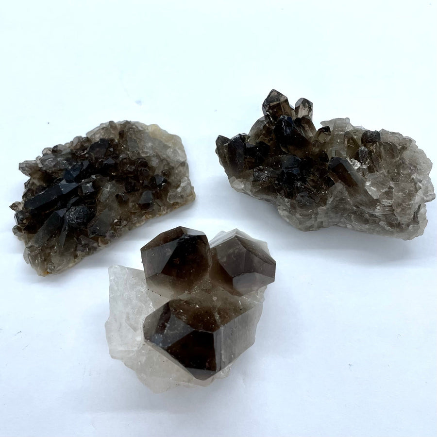 Smoky Quartz Crystal Clusters displayed in Smoky Quartz Cluster C011 product