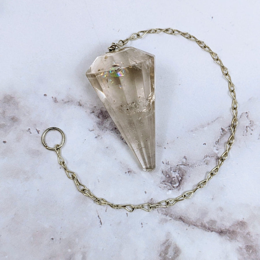 Smoky Quartz Pendulum with silver chain for healing and spiritual practices