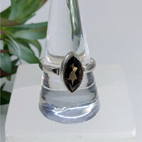 Thumbnail for Smoky Quartz Sz 9.75 - Sz 10.75 Marquis Faceted S.S. Ring