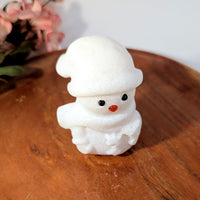 White textured snow quartz snowman figurine with black eyes red beak 2.5’’ #BC0231