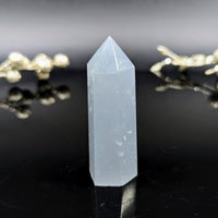 Snowflake Angelite 2.8-inch Tower Necklace with White Quartz Point