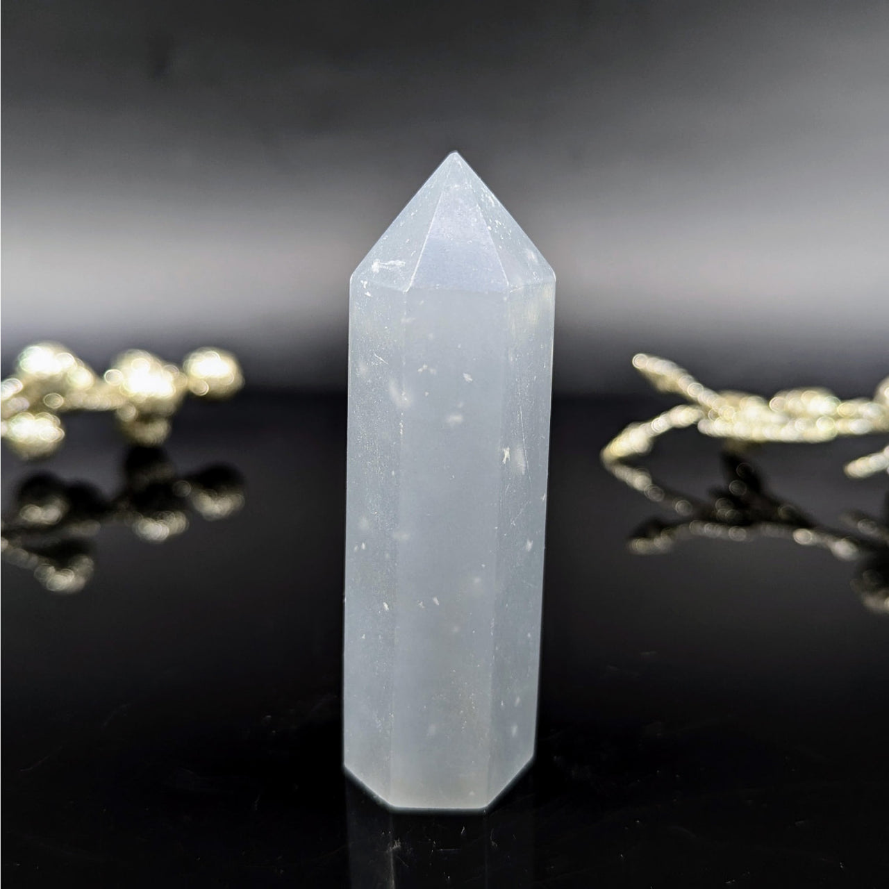 Snowflake Angelite 3.3’’ White Quartz Tower #BC0113