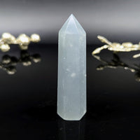 White quartz crystal point in Snowflake Angelite 3-inch tower #BC0112
