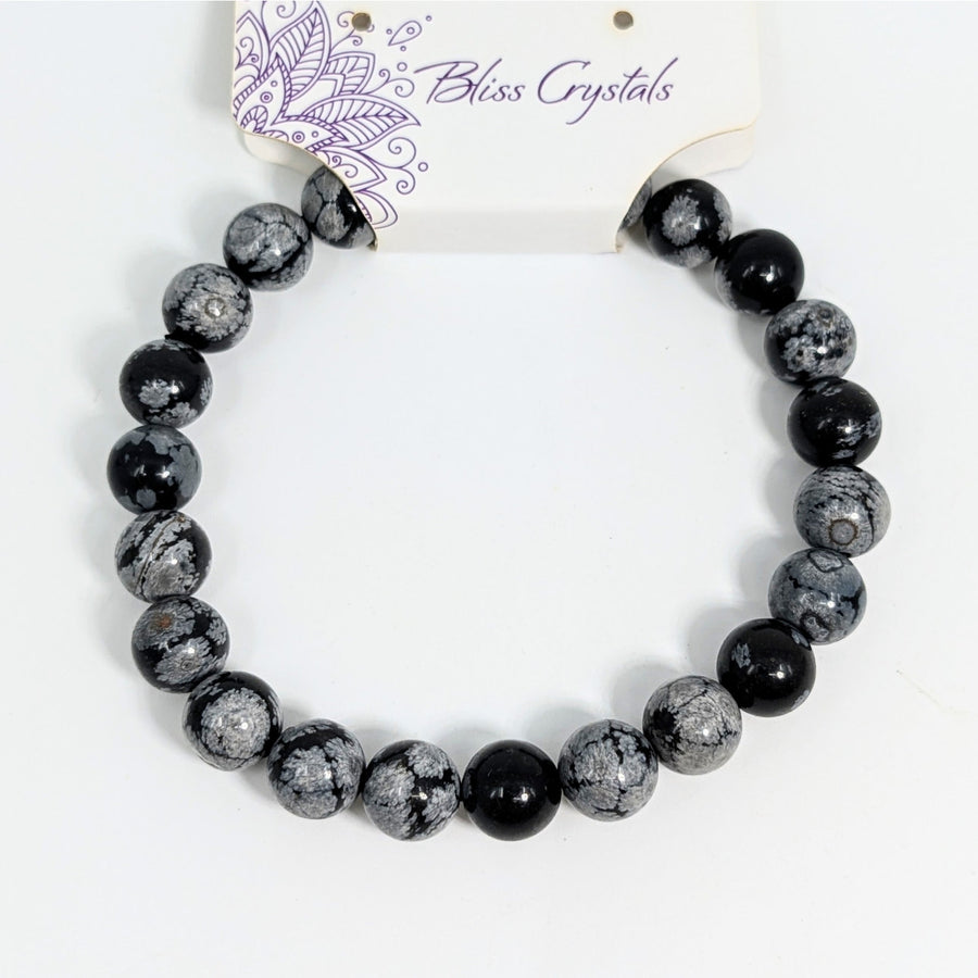Snowflake Obsidian Bracelet 8mm #LV4982 - $18