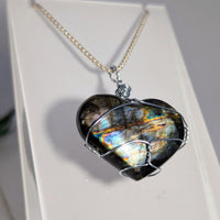 Spectrolite Heart 1’’ Wire Wrap Pendant #LV9058 - $39