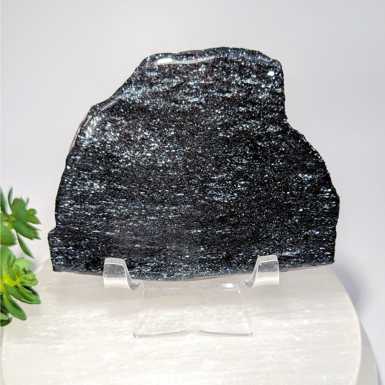 Specular hematite 3.5-inch polished stone slice #BC0610