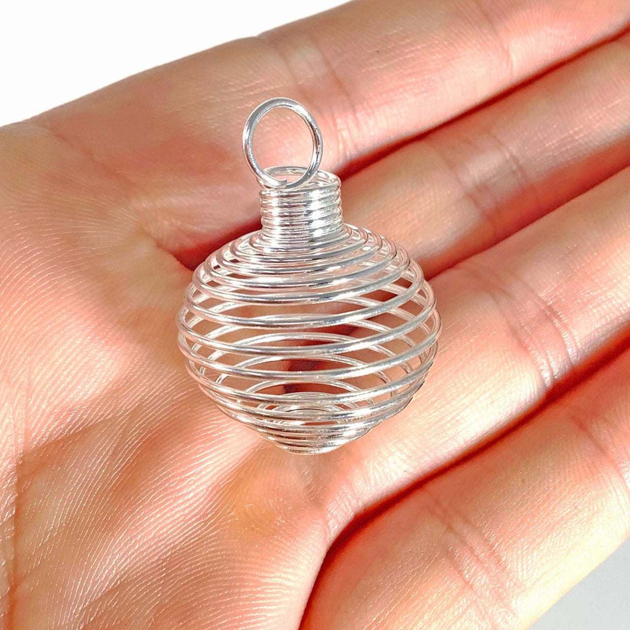 Spiral Cage Pendant 25 mm for Crystals or Stones, Silver Plated #JS050