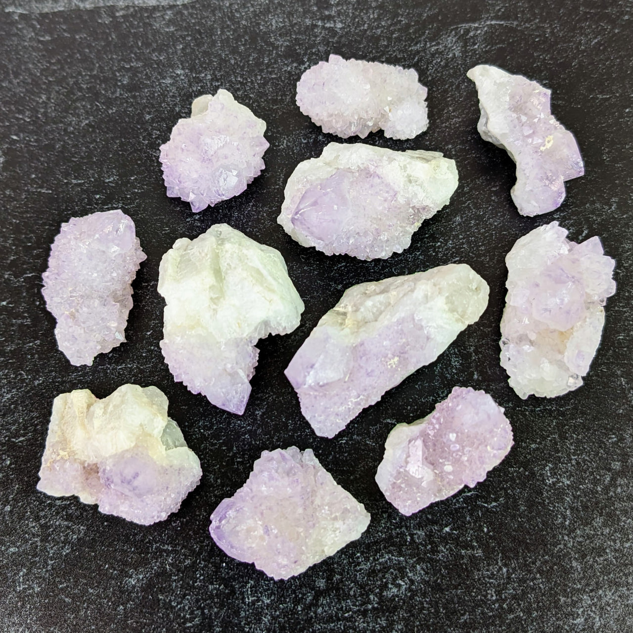 Spirit Quartz aka Amethyst Cactus Rough Cluster #LV0024 - Purple and White Crystal Pile