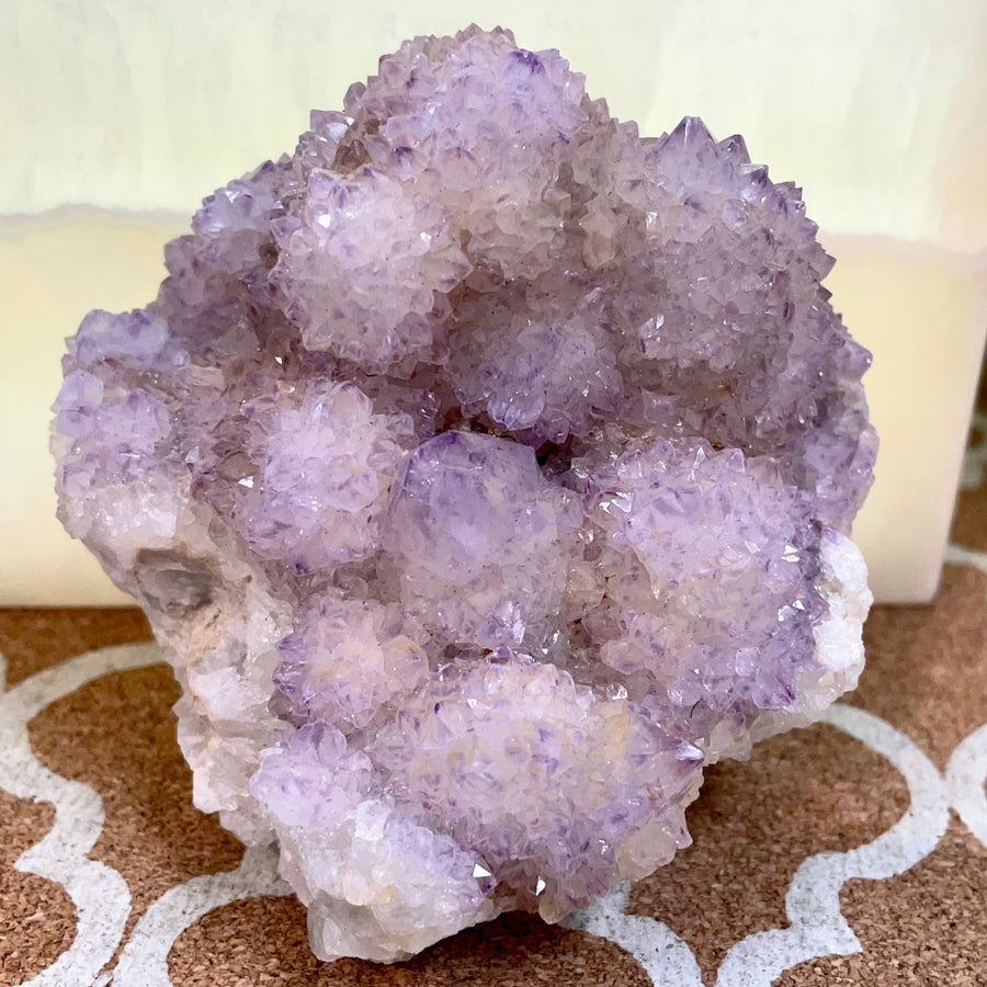 Spirit Quartz #R185: dense translucent purple amethyst crystal cluster