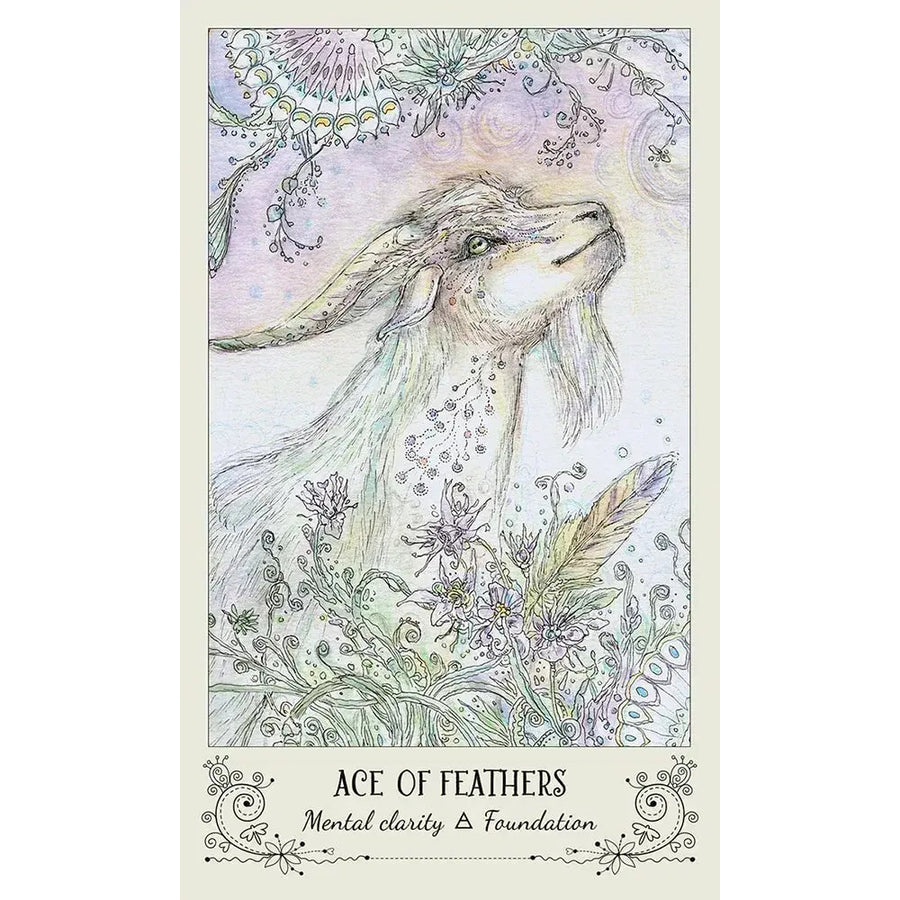 Drawing of a rabbit in the field from Spiritsong Tarot Deck by Paulina Fae