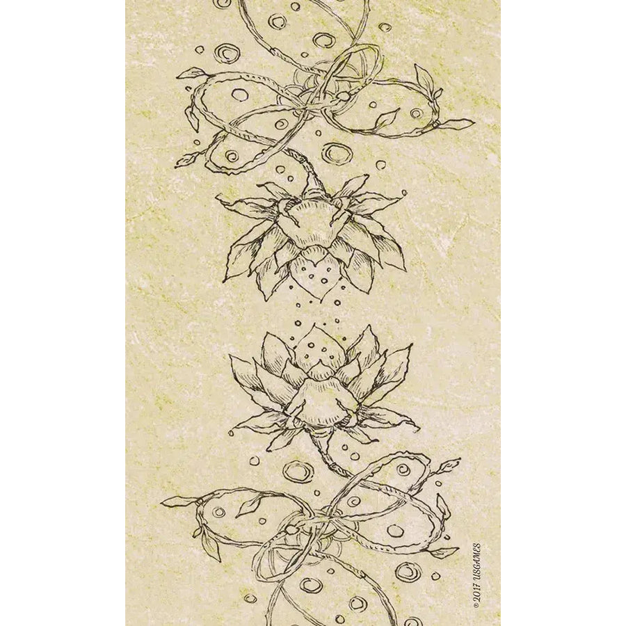 Drawing of a flower with a swirl from the Spiritsong Tarot Deck by Paulina Fae