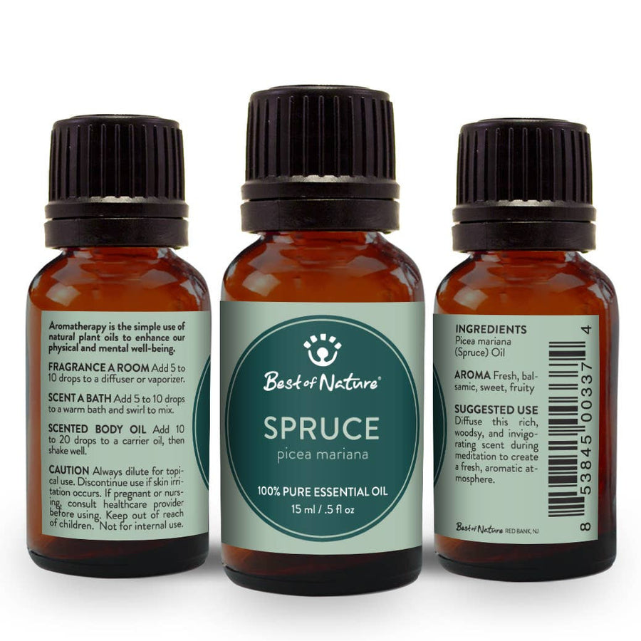 100% Pure Spruce Essential Oil by Best of Nature, 15ml Amber Bottle