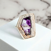 Thumbnail for Star Amethyst Sz 7.5 SS Ring #SK9550 – Purple Stone Ring with a Gold Band