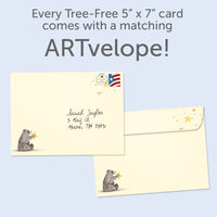 Stardust Bear Birthday Greeting Card #22204 cream artvelope with bear holding star