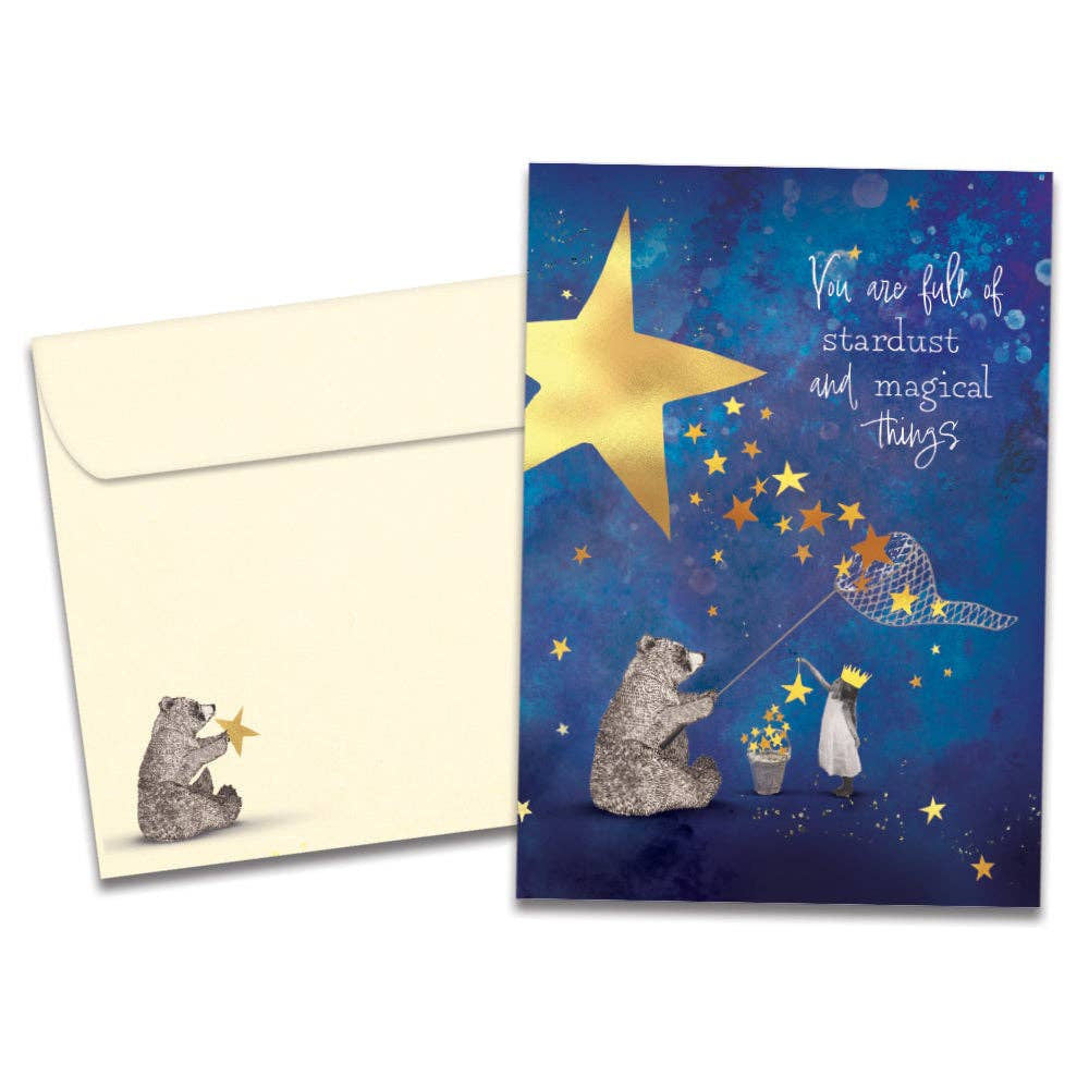 Stardust Bear Birthday Greeting Card #22204 with bears fishing for stars