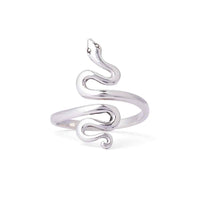Sterling Silver Adjustable Snake Ring LV9572 with Coiled Design