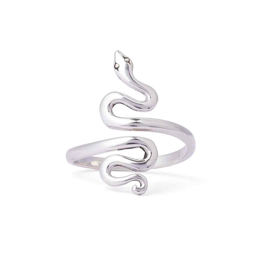 Sterling Silver Adjustable Snake Ring LV9572 with Coiled Design