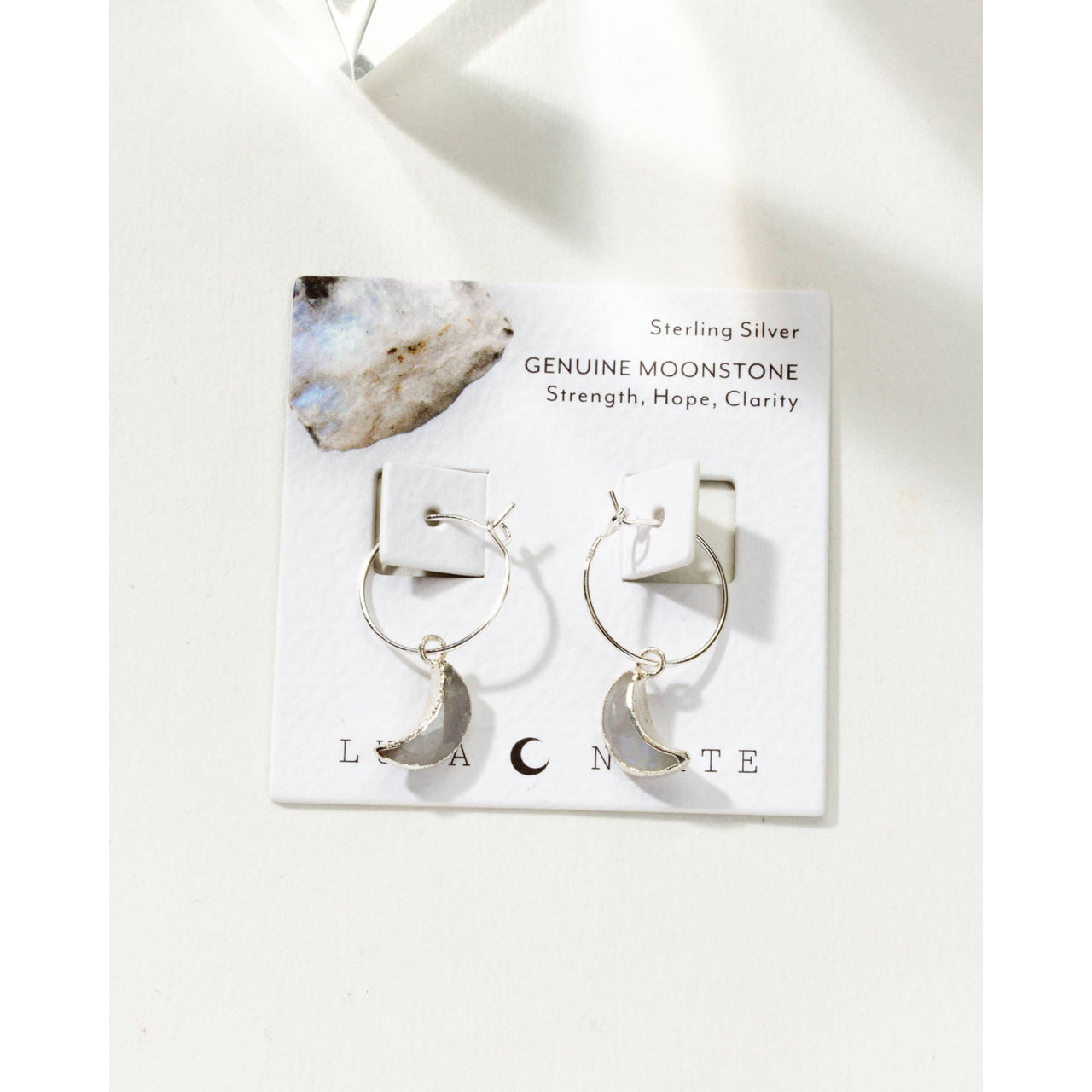 Sterling Silver Eclipse Hoop Earring Moonstone #LV9116 $35