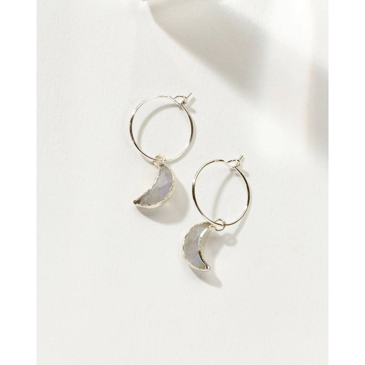 Sterling Silver Eclipse Hoop Earring Moonstone #LV9116 $35