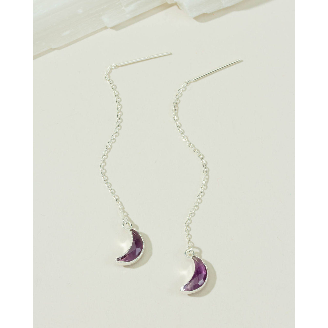 Sterling Silver Eclipse Threader Earrings Amethyst #LV9118