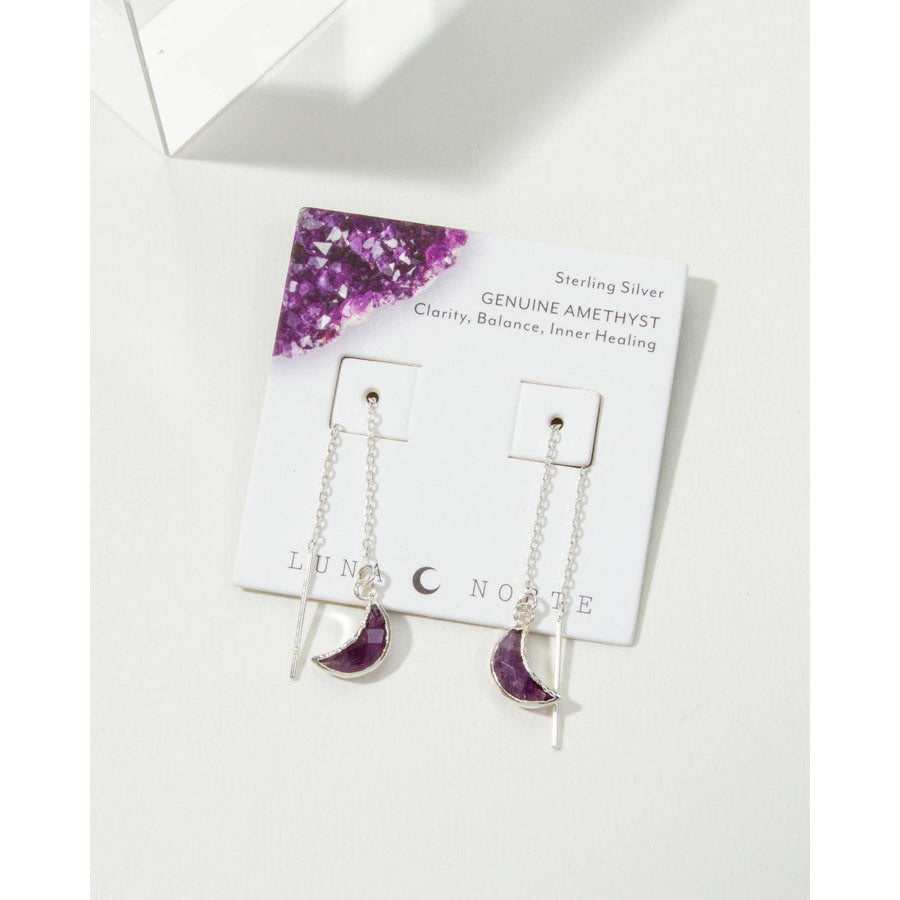 Sterling Silver Eclipse Threader Earrings Amethyst #LV9118