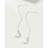 Sterling Silver Eclipse Threader Earrings - Moonstone