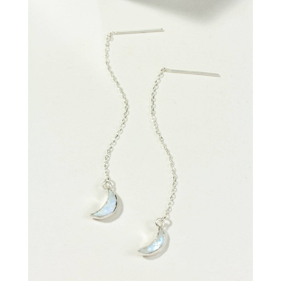Sterling Silver Eclipse Threader Earrings - Moonstone