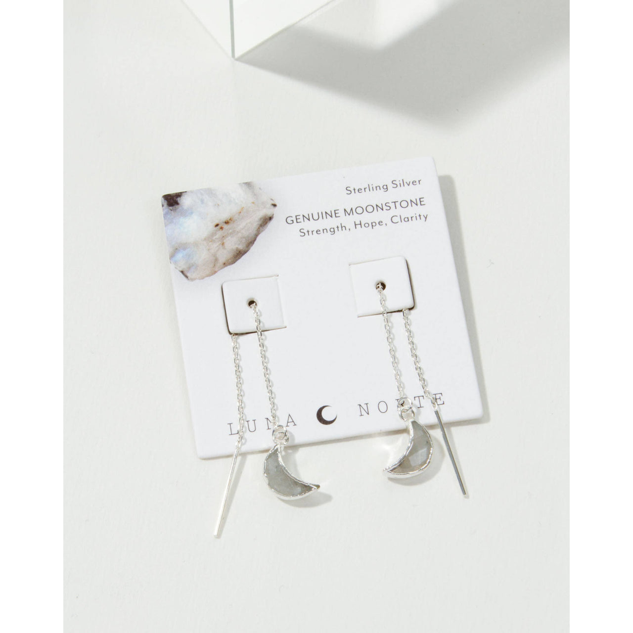 Sterling Silver Eclipse Threader Earrings - Moonstone