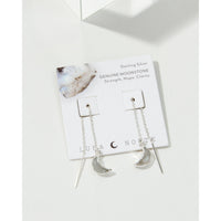 Sterling Silver Eclipse Threader Earrings - Moonstone