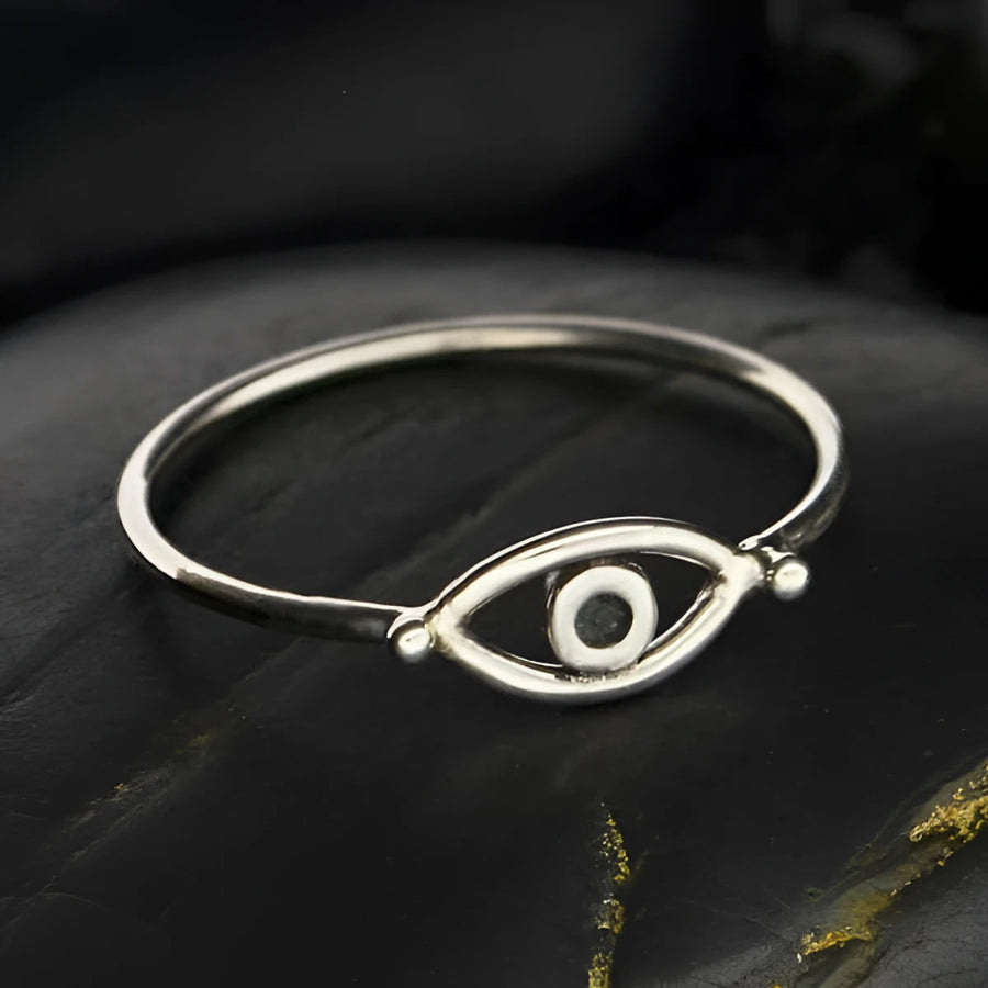 Sterling Silver Evil Eye Bangle Bracelet LV9568