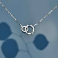 Thumbnail for Sterling Silver Linked Circles 18” Necklace with Silver Ring #J043 for Elegant Style