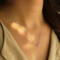 Thumbnail for Woman wearing a Sterling Silver Linked Circles Necklace, product #J043