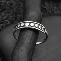 Sterling Silver Moon Phases Ring LV9573 with white accents