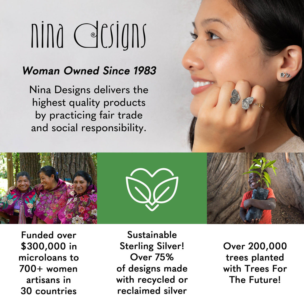 Sterling silver moon phases ring LV9573 with black stone inlay