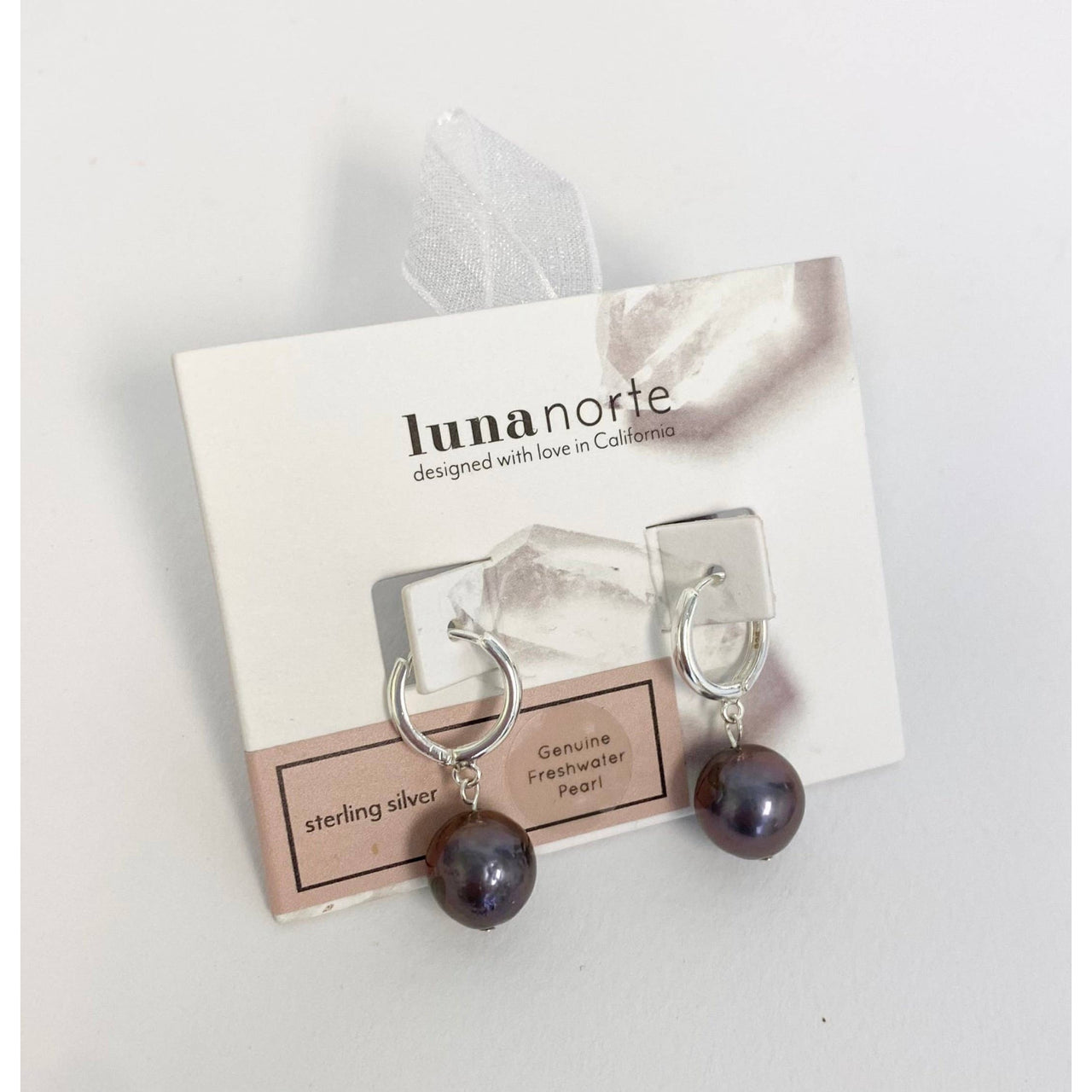 Sterling Silver Tropical Pearl Huggie Hoop Earrings #LV9125