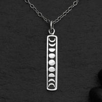Sterling silver vertical moon phase necklace LV9574 on chain