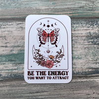 Butterfly sticker with red black floral celestial designs on white background LV9073