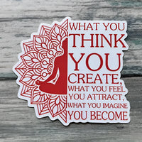 Red mandala meditation sticker with lotus pose silhouette LV9073