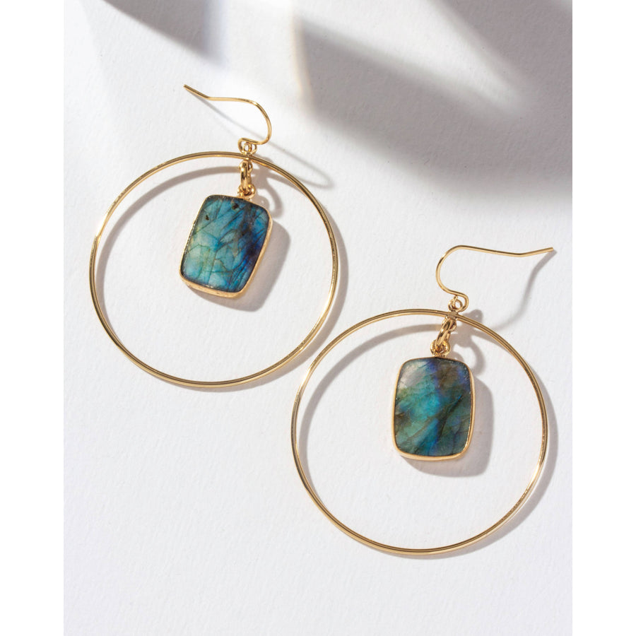 Stoney Hoop Earrings Labradorite #LV9127 $65