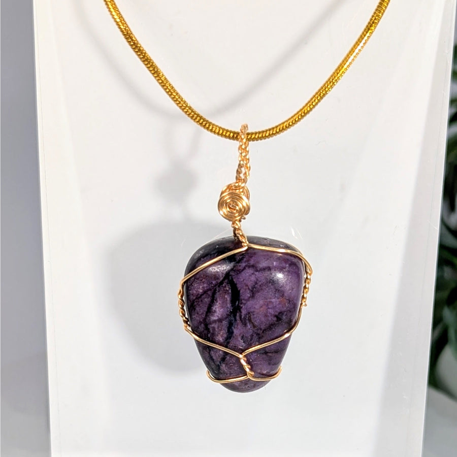 Sugilite 1’’ Wire Wrap Pendant #LV9948 - $85