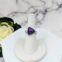 Thumbnail for Sugilite Ring Size 7.25 Sterling Silver #LV3410 on white stand showing purple stone