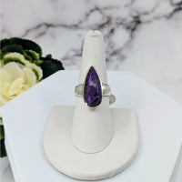 Thumbnail for Sugilite Ring Size 7.75 Sterling Silver #LV3405 displayed on a white stand