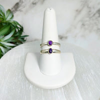 Thumbnail for Sugilite Sz 8.5-10 S.S. Ring #LV4257 - White Ring with Purple Stone