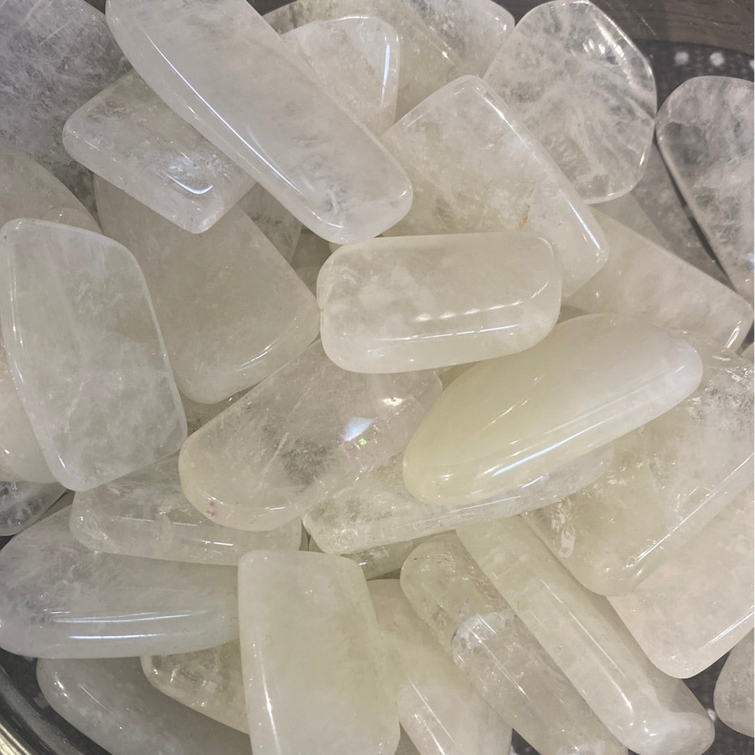 Clear ice cubes with cloudy appearance on Sulfur Quartz Slice #P108 for unique decor